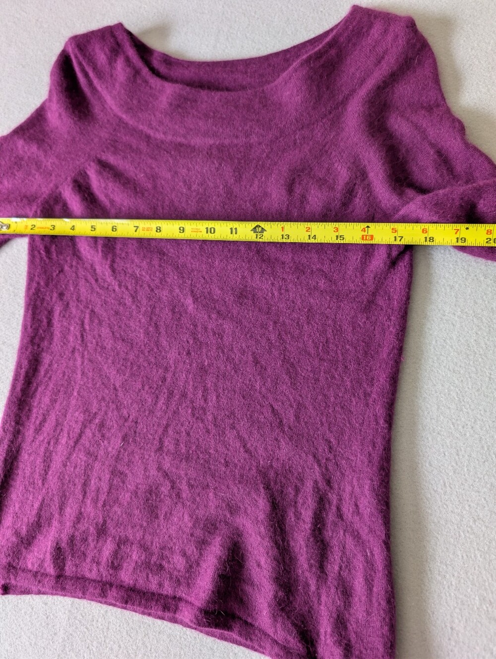 Angora Wool Blend Boatneck Long Sleeve Women's Sweater Sz L Purple Preppy image 8